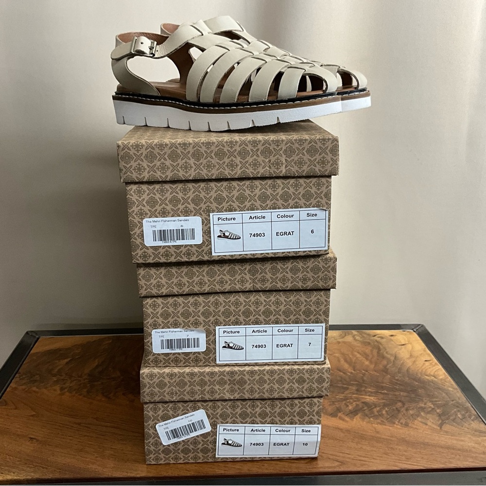 Roolee Beige Leather Fisherman’s Sandal, New in Box - Picture 8 of 8
